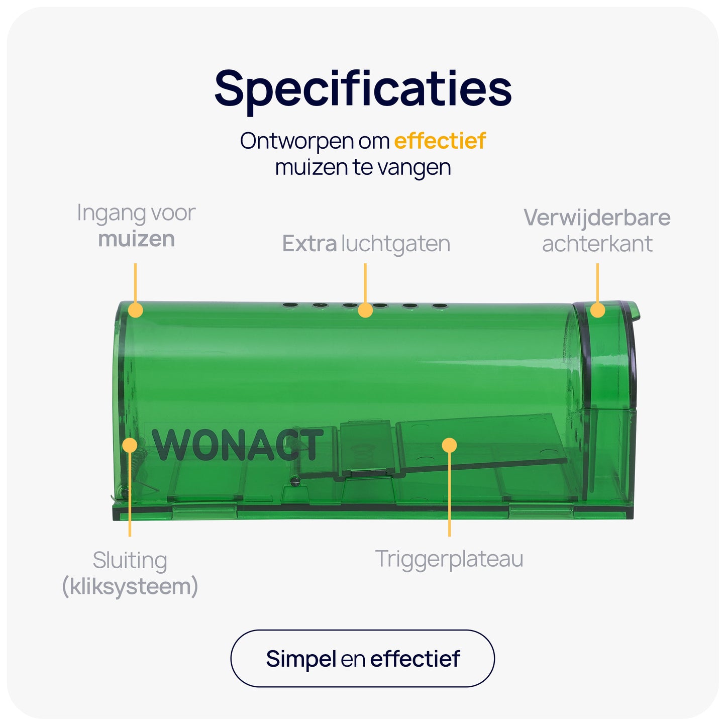 Wonact diervriendelijke muizenval - 3 stuks